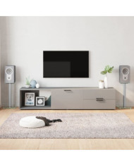 Supports de haut-parleurs 2 pcs argenté verre trempé 1 pilier | Mobilier & Déco