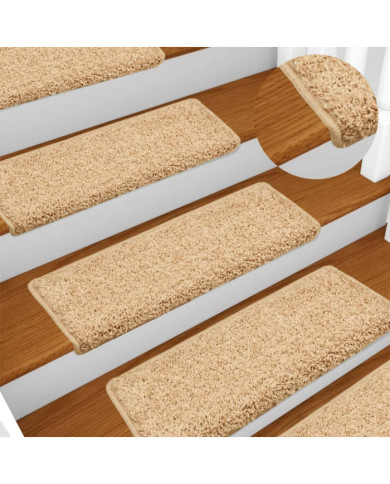 Tapis d'escalier 15 pcs 65x21x4 cm Marron | Mobilier & Déco