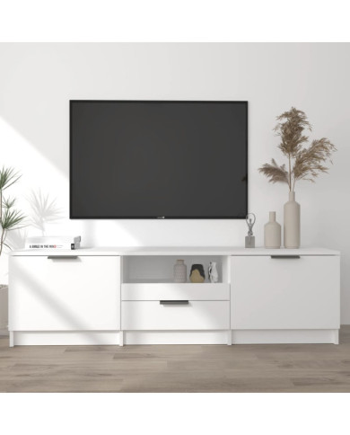 Meuble TV Blanc 140x35x40 cm Bois d'ingénierie | Mobilier & Déco