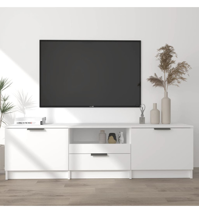 Meuble TV Blanc 140x35x40 cm Bois d'ingénierie | Mobilier & Déco