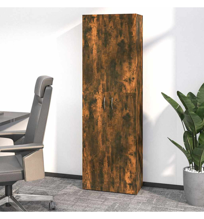 Armoire de bureau Chêne fumé 60x32x190 cm Bois d'ingénierie | Mobilier & Déco
