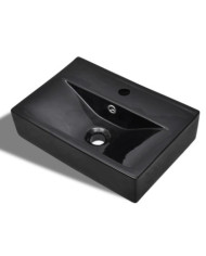 Vasque à trou de trop-plein/robinet Noir céramique pour salle de bain | Mobilier & Déco