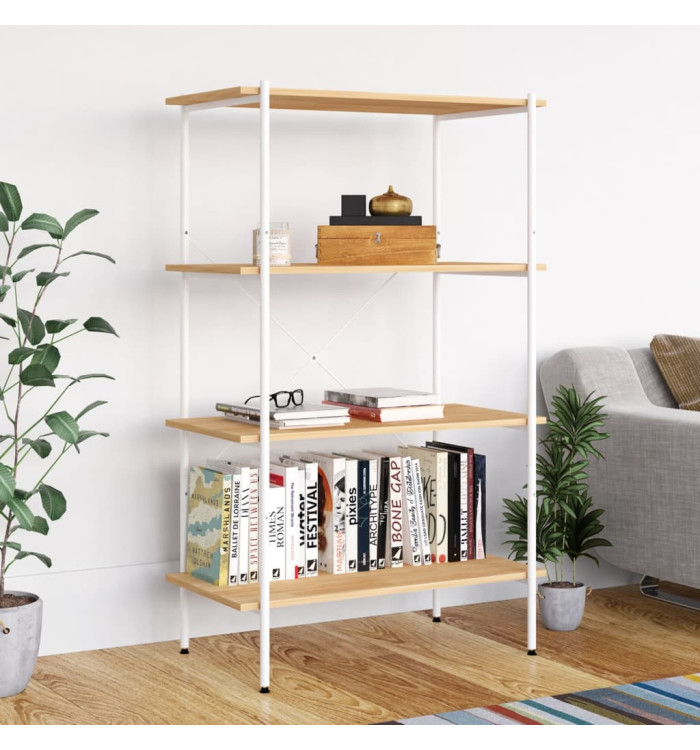 Étagère à 3 niveaux Blanc et chêne 80x40x130 cm | Mobilier & Déco