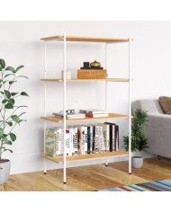 Étagère à 3 niveaux Blanc et chêne 80x40x130 cm | Mobilier & Déco