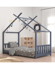 Cadre de lit d'enfant Gris Bois de pin massif 90 x 200 cm | Mobilier & Déco