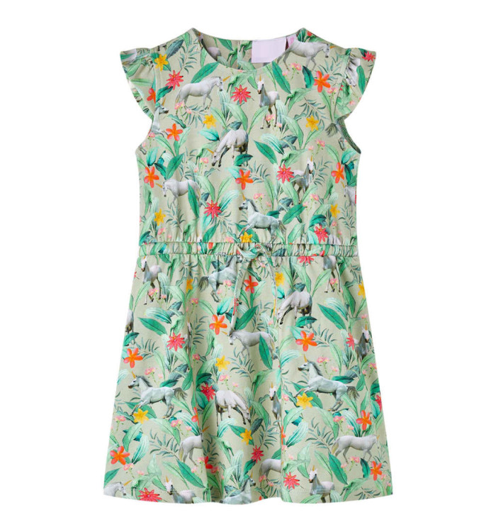 Robe enfants à manches kaki clair 128 | Mobilier & Déco