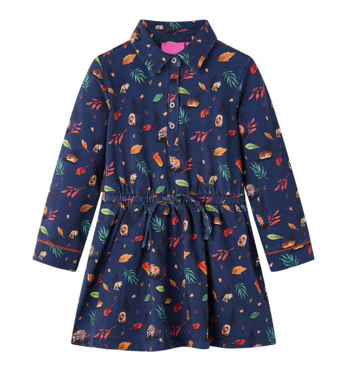 Robe pour enfants à manches longues bleu marine 92 | Mobilier & Déco