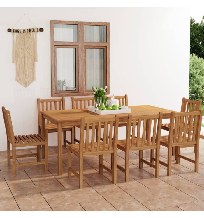 Ensemble à manger de jardin 9 pcs Bois de teck solide | Mobilier & Déco