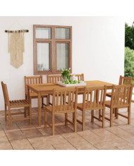 Ensemble à manger de jardin 9 pcs Bois de teck solide | Mobilier & Déco