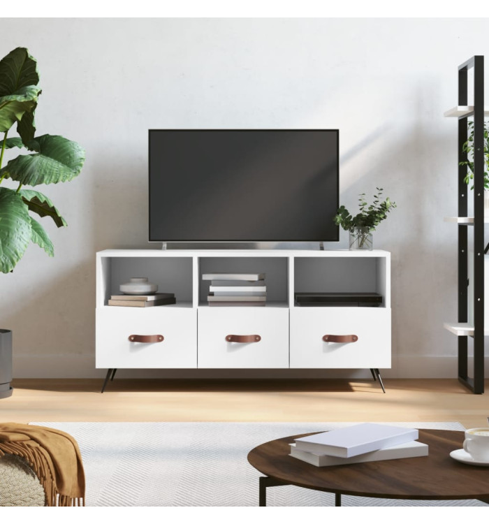 Meuble TV blanc 102x36x50 cm bois d'ingénierie | Mobilier & Déco