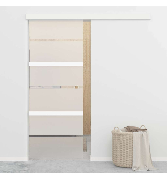 Porte coulissante Verre ESG et aluminium 76x212 cm Argenté | Mobilier & Déco