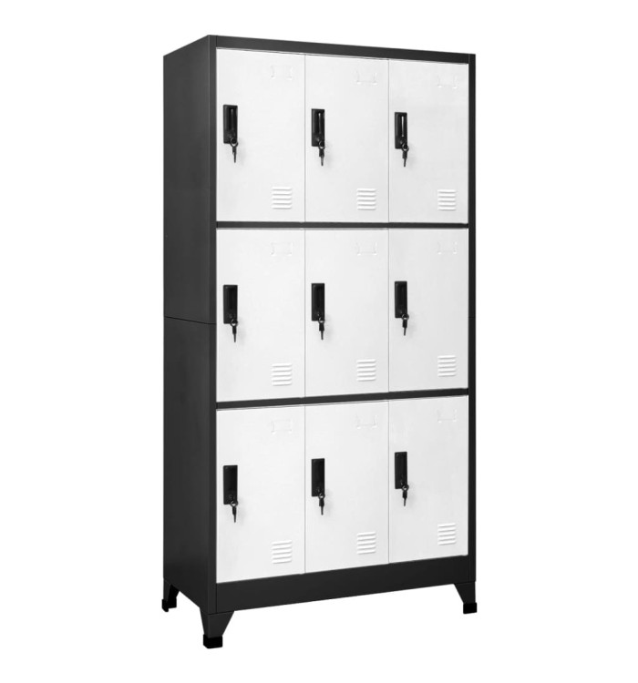 Armoire à casiers Anthracite et blanc 90x45x180 cm Acier | Mobilier & Déco