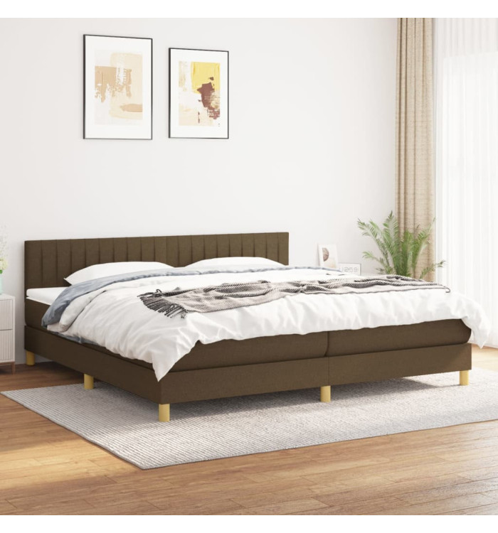 Sommier à lattes de lit avec matelas Marron foncé 200x200 cm | Mobilier & Déco