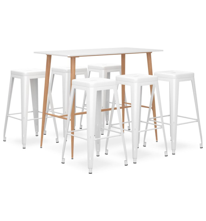 Ensemble de bar 7 pcs Blanc | Mobilier & Déco