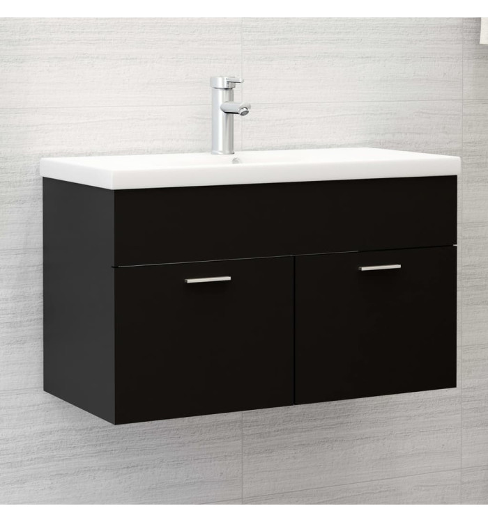 Armoire d'évier Noir 80x38,5x46 cm Bois d’ingénierie | Mobilier & Déco