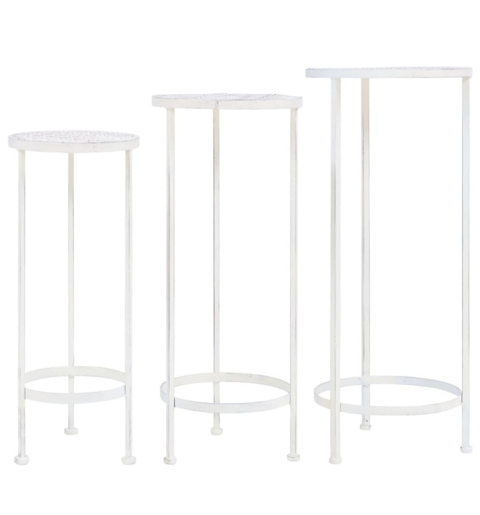 Support de plantes 3 pcs Style vintage Métal Blanc antique | Mobilier & Déco