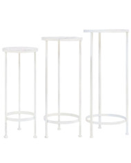 Support de plantes 3 pcs Style vintage Métal Blanc antique | Mobilier & Déco