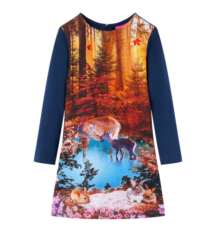Robe pour enfants à manches longues bleu marine 104 | Mobilier & Déco