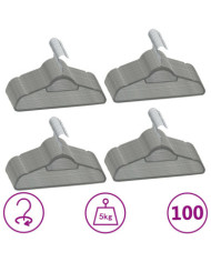 Cintres antidérapants 100 pcs Gris Velours | Mobilier & Déco