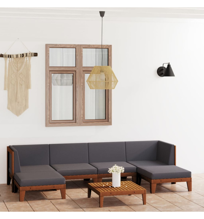 Salon de jardin 7 pcs avec coussins Bois d'acacia solide | Mobilier & Déco