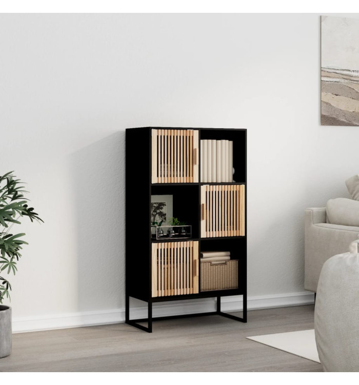 Buffet haut noir 70x35x125 cm bois d'ingénierie | Mobilier & Déco