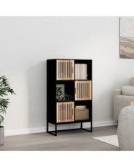 Buffet haut noir 70x35x125 cm bois d'ingénierie | Mobilier & Déco