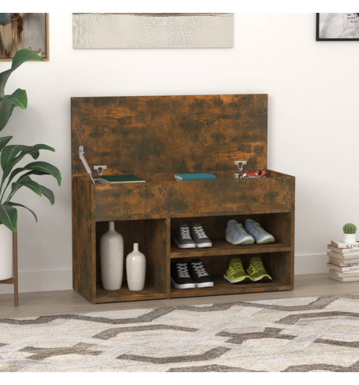 Banc à chaussures Chêne fumé 80x30x45 cm Bois d'ingénierie | Mobilier & Déco