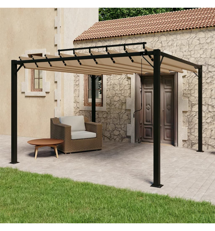 Tonnelle avec toit à persienne 3x3 m Taupe Tissu et aluminium | Mobilier & Déco