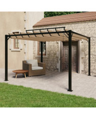 Tonnelle avec toit à persienne 3x3 m Taupe Tissu et aluminium | Mobilier & Déco