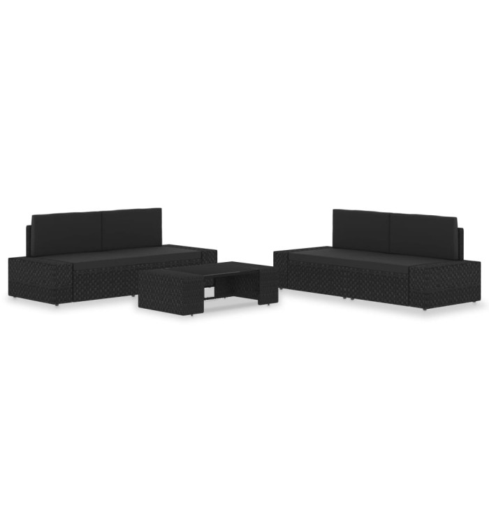 Salon de jardin 5 pcs Résine tressée Noir | Mobilier & Déco