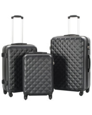 Valise rigide 3 pcs Noir ABS | Mobilier & Déco