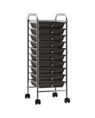 Chariot de rangement mobile à 10 tiroirs Noir Plastique | Mobilier & Déco