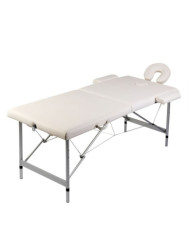 Table de massage pliable Blanc crème 2 zones cadre en aluminium | Mobilier & Déco
