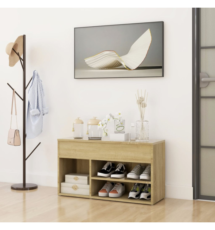 Banc à chaussures Chêne sonoma 80x30x45 cm Bois d'ingénierie | Mobilier & Déco