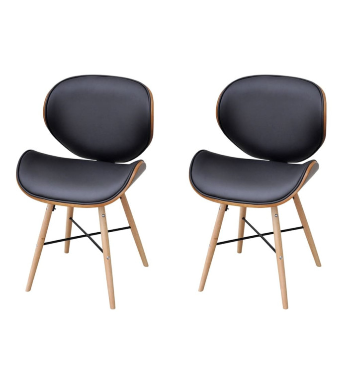 Chaises à manger lot de 2 similicuir et bois courbé | Mobilier & Déco