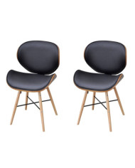 Chaises à manger lot de 2 similicuir et bois courbé | Mobilier & Déco