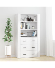 Buffet haut Blanc Bois d'ingénierie | Mobilier & Déco
