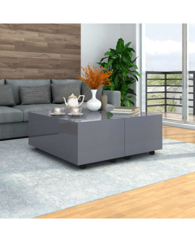 Table basse Gris brillant 100x100x35 cm | Mobilier & Déco