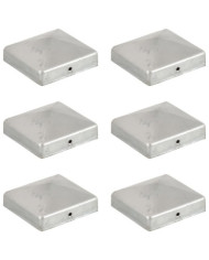 Bouchons de poteau de clôture 6 pcs Métal galvanisé 81x81 mm | Mobilier & Déco