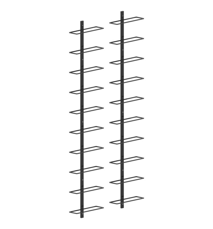 Casiers à bouteilles muraux pour 20 bouteilles 2 pcs Noir Métal | Mobilier & Déco