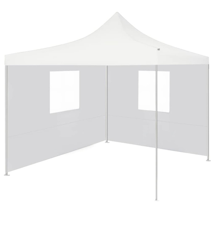 Tente de réception pliable avec 2 parois 3x3 m Acier Blanc | Mobilier & Déco