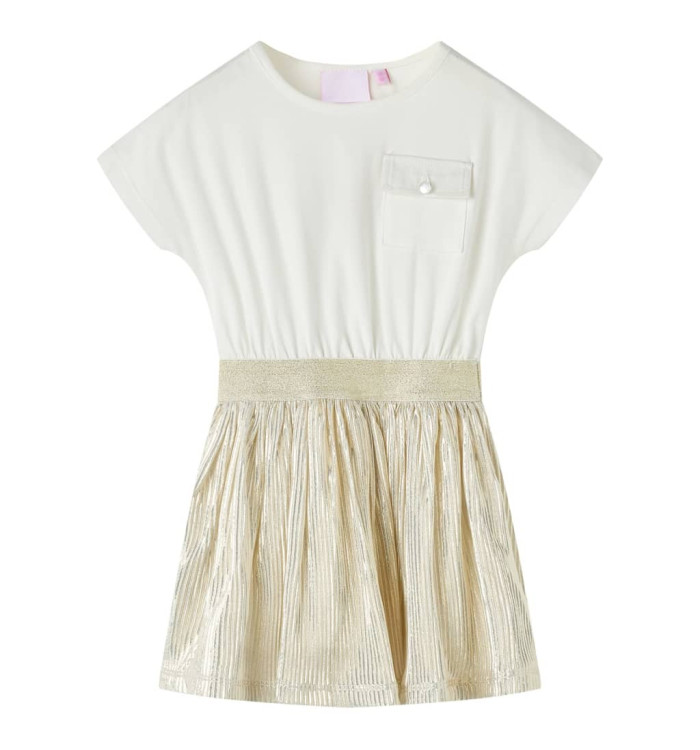 Robe enfants à manches courtes écru 140 | Mobilier & Déco