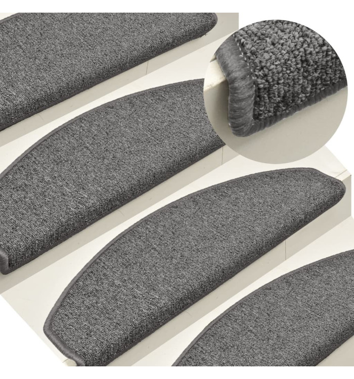 Tapis de marches d'escalier 15 pcs Gris foncé 65x24x4cm | Mobilier & Déco