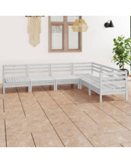 Salon de jardin 6 pcs Bois de pin massif Blanc | Mobilier & Déco