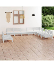 Salon de jardin 10 pcs Bois de pin massif Blanc | Mobilier & Déco