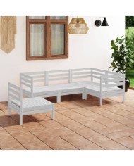 Salon de jardin 5 pcs Bois de pin massif Blanc | Mobilier & Déco