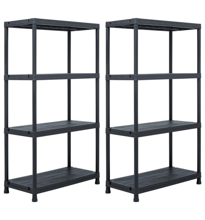 Étagères de rangement 2 pcs Noir 60x30x138 cm Plastique | Mobilier & Déco