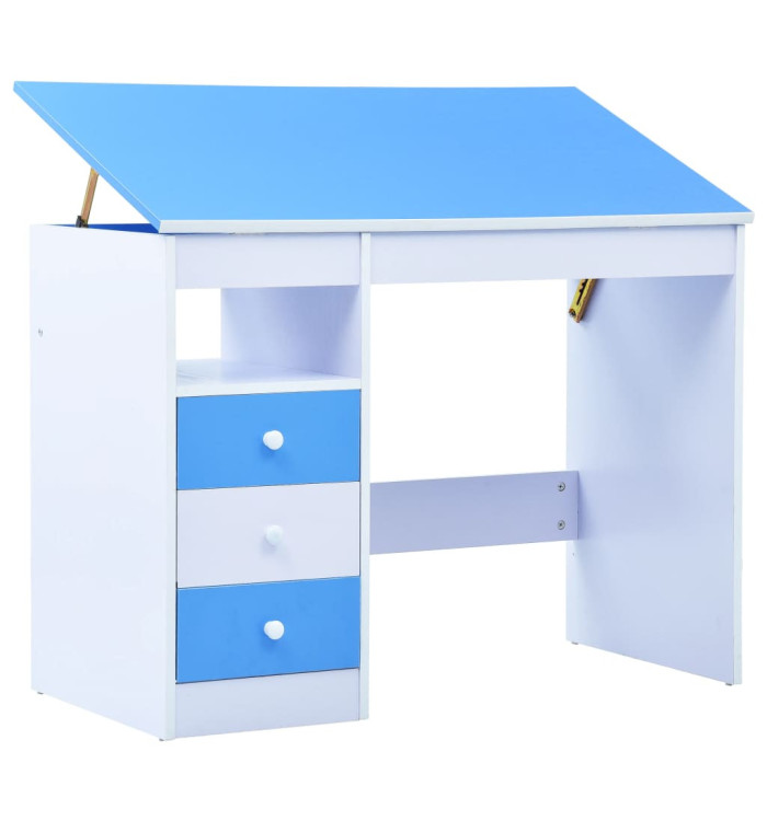 Bureau pour enfants Inclinable Bleu et blanc | Mobilier & Déco
