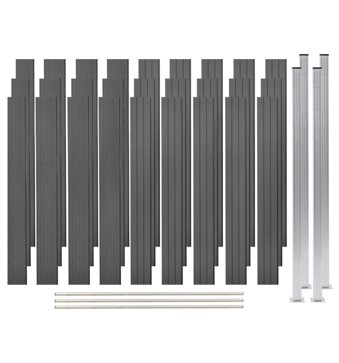 Ensemble de clôture WPC 3 Carré 526x187 cm Gris | Mobilier & Déco