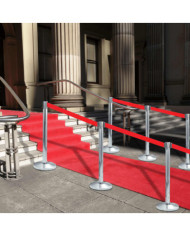 Colonnes avec bandes 4 pcs Barrière d'aéroport Inox Argenté | Mobilier & Déco